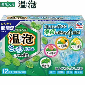 温泡 さっぱり炭酸湯 入浴剤 こだわり薄荷 45g×12錠 ＊医薬部外品 アース製薬 ONPO 入浴剤 血行促進 温泉 スキンケア