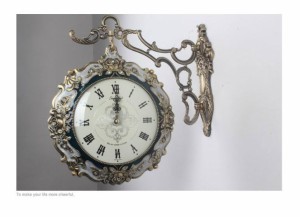両面時計 掛け時計 ローズ両面時計‐アイボリー 両面時計シンプル 両面時計おしゃれ 両面時計アンティーク 壁掛け時計両面時計 北欧 時計