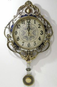 掛け時計 真鍮飾りオーロラ 電波時計 振り子時計 壁掛け時計 おしゃれ 掛時計 北欧 時計 インテリア