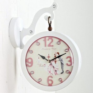 両面時計 ウエディング(L) 両面壁掛け時計 おしゃれな 低騷音 インテリア 両面壁掛け時計