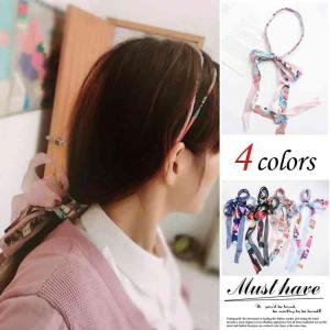 ヘアバンド ロング リボン カチューム シフォン カチューム 花 フラワー ヘッドバンド ヘアアクセサリー レディース 小物 フ