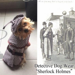 シャーロック ホームズ 探偵 風 犬 服 探偵服 ドッグ ウェア ディアストーカー 帽子 付き チェック ドッグコート ドッグシャツ