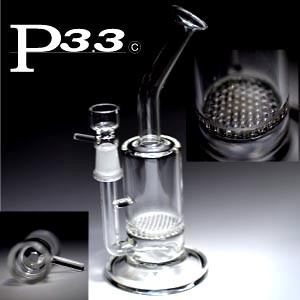 パイレックスP3.3製ハニカムフィルターガラスボング(水パイプ)