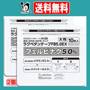 【第2類医薬品】★ラクペタンテープFB5.0EX ラミネート袋(箱なし) 大判10枚入×2個セット【ラクール薬品】腰痛、筋肉痛、関節痛、ねんざ