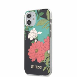 GUESS iphone12 mini ケース PC/TPU CASE FLOWER N°1 BLACK