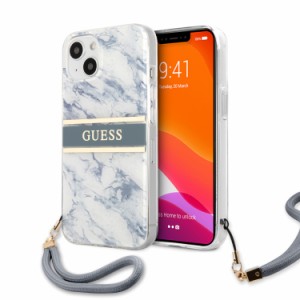 GUESS 公式 ライセンス 背面 iPhone 13 スマホ ケース ストラップ付 ゲス ロゴ 大理石 マーブル アパレル ブランド アイフォン カバー 保