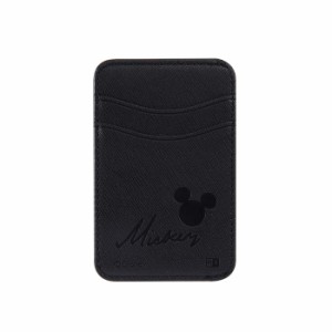 スマホ カードケース ミッキー レザー 黒 ブラック ミッキーマウス ポケット カード入れ カード収納 カードホルダー 背面ポケット ICカー