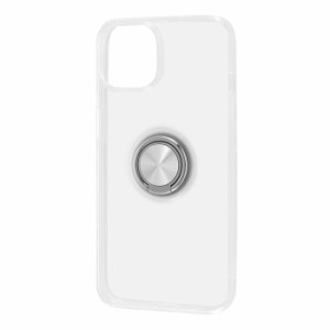 iPhone14 ケース クリア 透明 シルバー スマホリング付き iPhone13 iPhone 14 13 耐衝撃 ソフト ソフトケース ハード ハードケース スマ