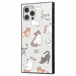 iPhone12 ケース ねこ ネコ 猫 グレー iPhone 12 Pro 12Pro スクエア 四角 耐衝撃 カバー ソフト ソフトケース ハード ハードケース スマ