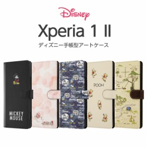 Xperia 1 II ケース カバー 手帳型 ミッキー ミニー プーさん レザー 革 保護 マグネット カード入れ ポケット SO-51A SOG01 XQ-AT42 doc