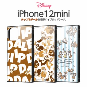 iPhone12 mini ケース スクエア ディズニー キャラクター 耐衝撃ハイブリッドケース KAKU チップ＆デール アイフォン12ミニ カバー 四角 