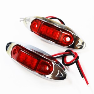 LED サイド マーカー テール ランプ ライト 2個 DC12V 24V 赤発光 牽引車 バス トレーラー 特殊 路肩 車幅 車高 補助 トラック