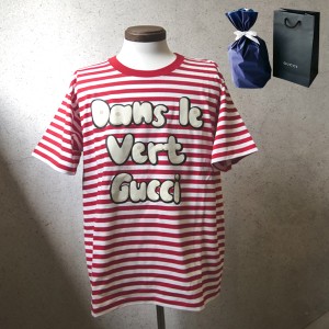 【新品■正規品■送料無料■ギフト包装無料】GUCCI グッチGUCCI ストライプ コットンジャージー Tシャツ ロゴ半袖 616036XJE776397　メン