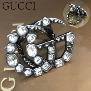 【ギフト包装無料】【GUCCI】グッチ国内発　シックなダブルG キラキラロゴリング　新品　正規品　送料無料　プレゼント包装無料 クリスマ