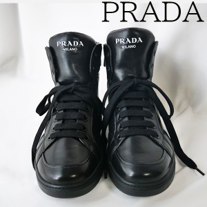 【新品■正規品■送料無料■ギフト包装無料】PRADA プラダ レザー ハイカット スニーカー　靴 メンズ 男性 ギフト プレゼント 誕生日 お