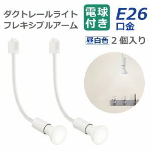 ライティングレール スポットライト ダクトレール用 2個セット 電球付き LED電球 昼白色 E26 6.5W 50W形相当 レフ電球 フレキシブルアー