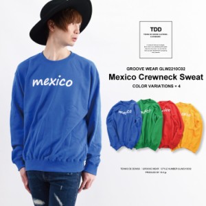 【テニスデデニス】mexico ロゴ トレーナー 無地 コットン 全4色 S-XL 長袖 ペア 厚手