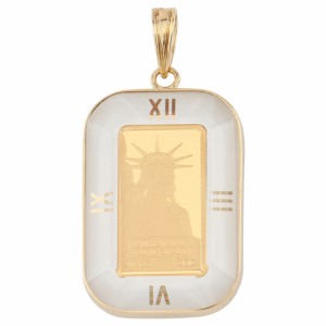 純金 K24 インゴット 1g ペンダントトップ  リバティ 自由の女神 アトラス 時計文字 ホワイト デザイン枠 新品 送料無料 メンズ レディー