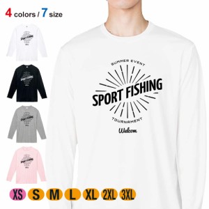 釣り Tシャツ 長袖 トーナメントエンブレム 5.6oz (オンス) 綿100% メンズ レディース 洗濯 大きいサイズ ホワイト ブラック グレー ピン