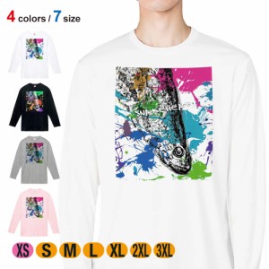 釣り Tシャツ 長袖 ライギョ ペンキペイント 5.6oz (オンス) 綿100% メンズ レディース 洗濯 大きいサイズ ホワイト ブラック グレー ピ