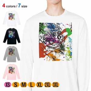 釣り Tシャツ 長袖 カサゴ ペンキペイント 5.6oz (オンス) 綿100% メンズ レディース 洗濯 大きいサイズ ホワイト ブラック グレー ピン