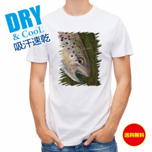 釣り Tシャツ アウトドア ブラウントラウトの目 釣り 魚 ルアー T シャツ メンズ 半袖 ロゴ 文字 春 夏 秋 インナー 安い  面白い 大きい