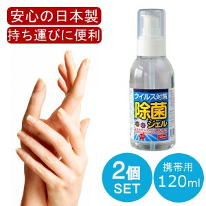 【日本製 120mL】 2本セット アルコール ハンドジェル 手 指 日本製 除菌成分『 塩化ベンザルコニウム 』配合 トラベル 洗浄 旅行 出張 