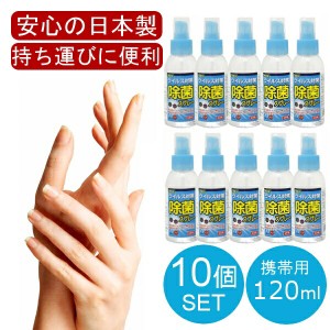【日本製 120mL 10本セット】 アルコール ハンドジェル 除菌スプレー ハンドスプレー 手 指 日本製 除菌成分『 塩化ベンザルコニウム 』