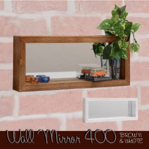 送料無料 ボックスミラー 幅40 壁掛けミラー 壁掛け 鏡 木製フレーム ブラウン ホワイト アンティーク アンティーク調 