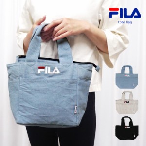 FILA フィラ トート バッグ ロゴ おしゃれ かわいい 可愛い レディース 女性 人気 ブランド カジュアル デニム ヒッコリー 黒 ブラック 