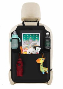 シートバックポケット 車用収納ポケット キックガード 後部座席収納 防水防汚 ドリンク入れ 多機能 タブレットで動画 iPad収納可能 ゴミ