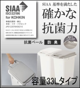 抗菌ペール 防臭 33リットル 激安 日本製 国産 ダストボックス ゴミ箱 ごみ箱 ゴミ箱ラック くず入れ キッチン ふた付 おしゃれ ホワイト