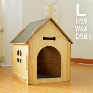 犬小屋 室内 小型犬 Lサイズ 59×46×58.5cm ドッグハウス ペットハウス 木目調 犬舎 屋内 室内用 ペット用 中型犬 犬 猫 うさぎ おしゃ