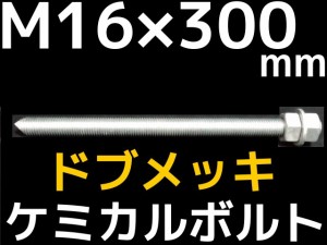 ケミカルボルト アンカーボルト ドブメッキ M16×300mm 寸切ボルト1本 ナット2個 ワッシャー1個 Vカット 両面カット「取寄せ品」