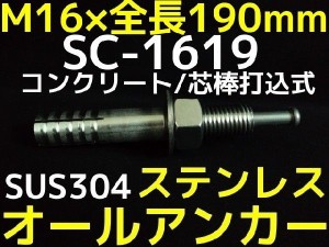 サンコーテクノ オールアンカー SC-1619 M16×190mm 1本 ステンレス製 SUS304系 コンクリート用 芯棒打込み式「取寄せ品」