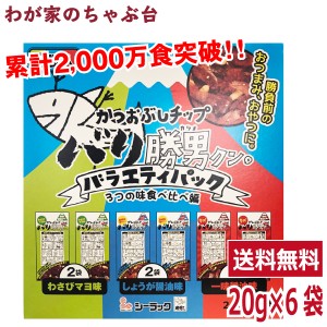 バリ勝男クン。バラエティパック    6袋セット　　　送料無料 かつおチップス スナック菓子 食べ比べ 鰹 かつお お土産 おみやげ おつま