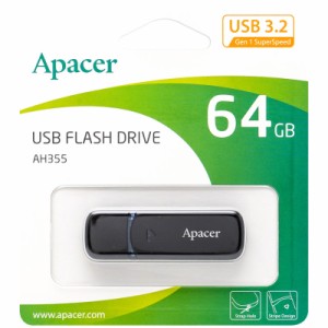 USBメモリ 64GB 5年保証 USB3.2 Gen1 Apacer AP64GAH355B-1 キャップ式 USB3.0 USB