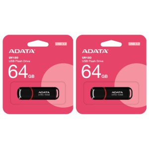 「2本セット」 USBメモリ 64GB 5年保証 USB3.2 Gen1 A-DATA AUV150-64G-RBK キャップ式  USB3.0 USB