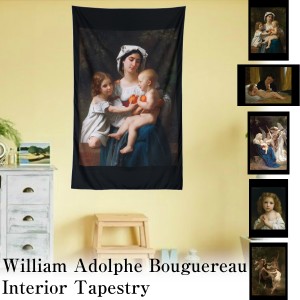 ウィリアム・アドルフ・ブグロー オレンジ 我が子を見つめる母親 天使の歌 少女 ニュンペーとサテュロス 絵画 インテリア タペストリー