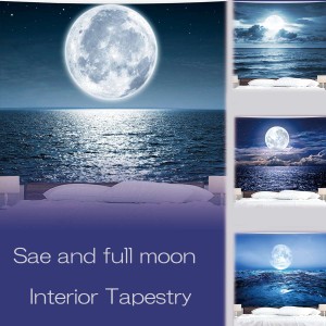 タペストリー 月 満月 海 月の道 絶景 大きい 自然 風景 夜景 星空 夜空 飾り インテリア 撮影 背景 布 きれい 癒し おしゃれ ポスター 