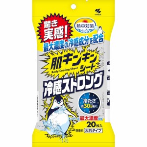 小林製薬 熱中対策 肌キンキンシート 冷感ストロング 無香料 20枚入 ｜ ボディシート シート 冷感 冷却 ひんやり メントール 大判