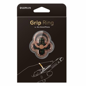 スマートフォン(汎用) スマートフォンリング 「Grip Ring」 【Four Leaf Clover】 ブラック LP-SMRG03FBK　/在庫あり/ スマホ スタンド 