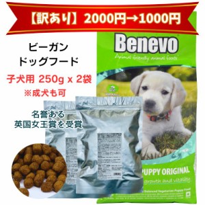 1000円ポッキリ【訳あり】お試し版 Benevo ドッグフード ベジタリアン 子犬 ★成犬も可 250g x 2袋 正規輸入品 ビーガンペットフード ア