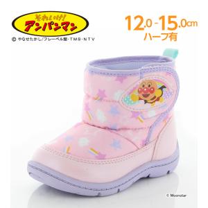 ≪セール≫アンパンマン 子供靴 ベビー ブーツ APM B39 ピンク moonstar 撥水 女の子 かわいい ウィンター シューズ 靴 防寒 キッズ 出産