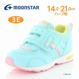 〔10%OFFクーポン配布中〕ムーンスター キャロット 子供靴 キッズ スニーカー CR C2146 ミント moonstar carrot 幅広3E 抗菌防臭 急速乾
