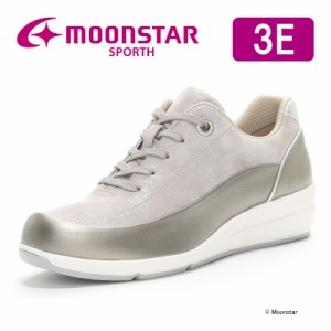 送料無料 ムーンスター スポルス レディース コンフォート シューズ SP0215 グレージュ moonstar SPORTH 3E 本革 天然皮革 撥水 軽い ス