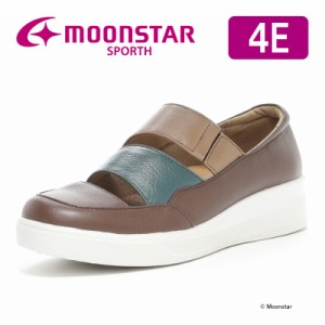 ≪5/20 20時値下！50％OFF≫ムーンスター スポルス レディース 日本製 コンフォート シューズ SP9032 ブラウンコンビ moonstar SPORTH 幅