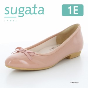 ≪セール≫ムーンスター レディース パンプス 靴 MS SGT103 エナメルピンク sugata シンプルローバレエパンプス