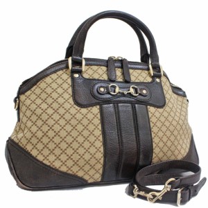 【中古】GUCCI グッチ 2way ディアマンテ ハンドバッグ レディース ベージュ ブラウン キャンバス レザー 247286の通販はau