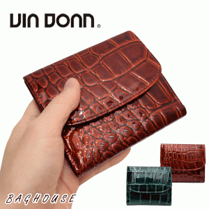 ヴィア ドアン VIA DOAN LUX CROCO ラックスクロコ 牛革 二つ折り財布 クロコ型押し グリーン/レッド 日本製 336 プレゼント ポイント消